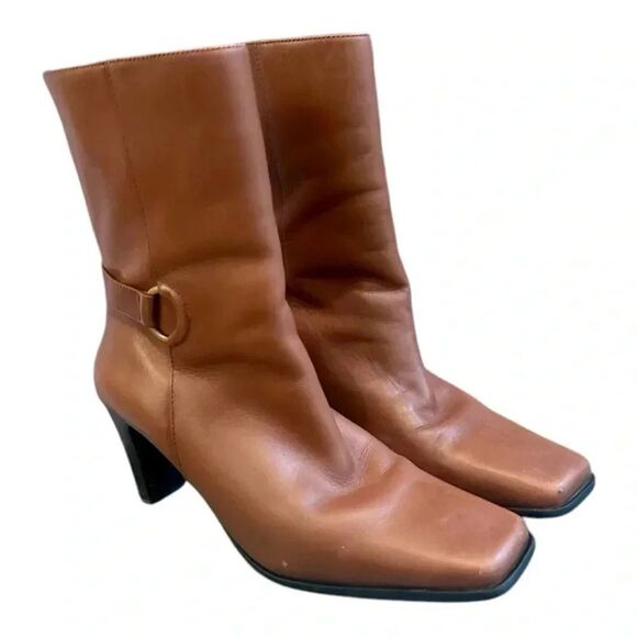 Amanda Smith Karma Mid-Calf Leather Boots/Vintage Boots From The 90s/Back Zip. - Picture 1 of 7
